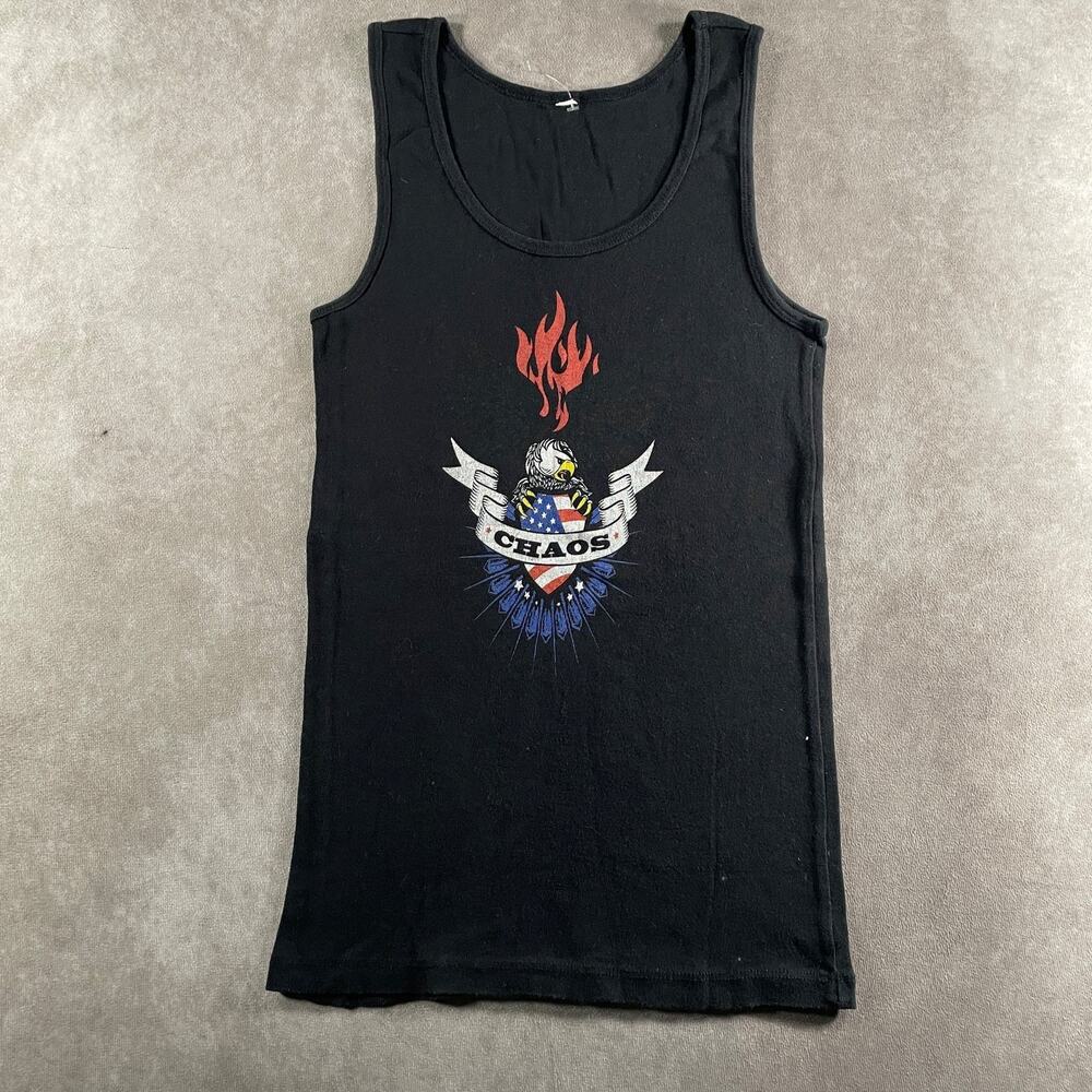 Vintage Women's Grunge Chaos Eagle American Flag Graphic Tank Top Size Medium